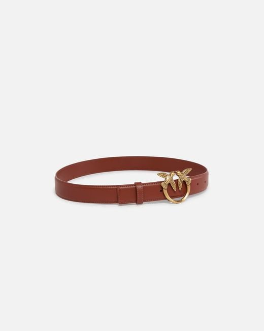 Pinko White Love Birds Leather Belt 3Cm