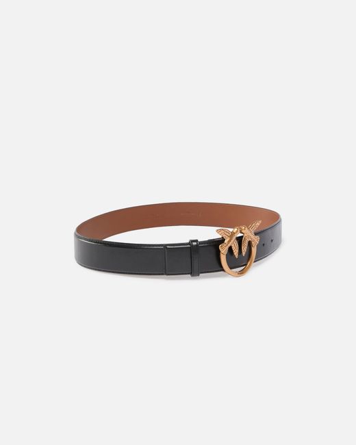 Pinko White Leather Belt With Love Birds Buckle, 4 Cm