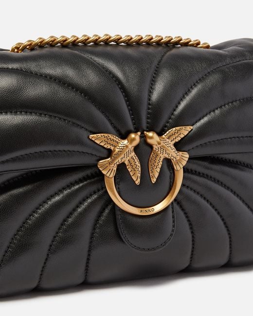 Pinko Black Love Bag Puff Large Butterfly Quilt Crossbody Bag
