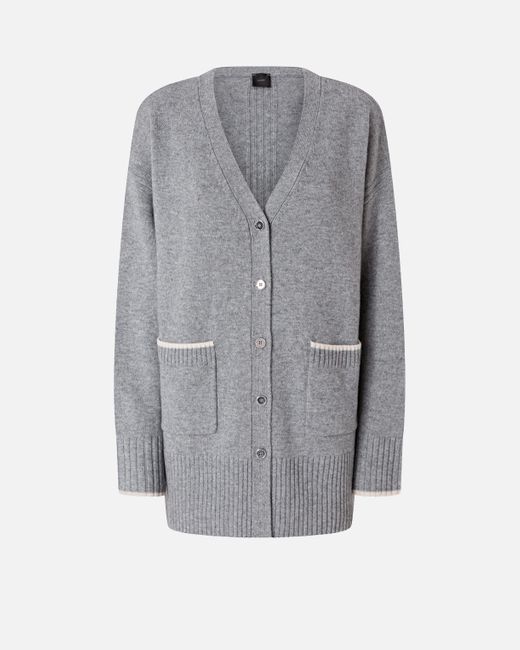 Pinko Gray Long V-neck Cardigan