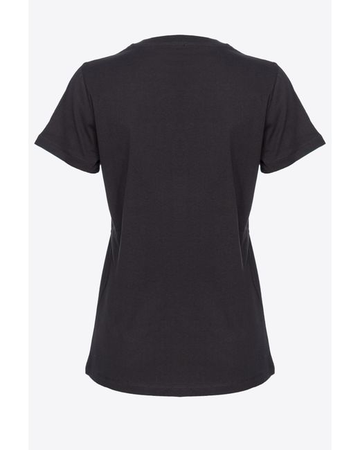 Pinko Black T-shirt With Logo Embroidery