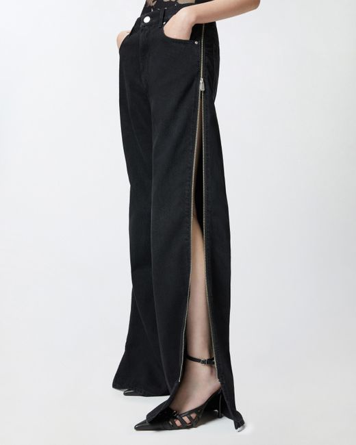 Pinko Black Wide-Leg Jeans With Side Zips
