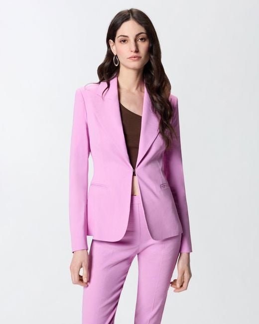 Pinko Pink Linen-Blend Jacket With Rear Slit