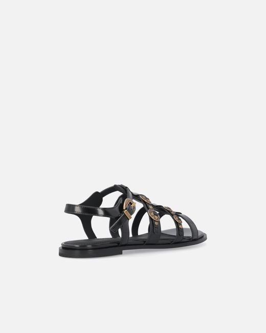 Pinko White Flat Sandals With Straps And Studs