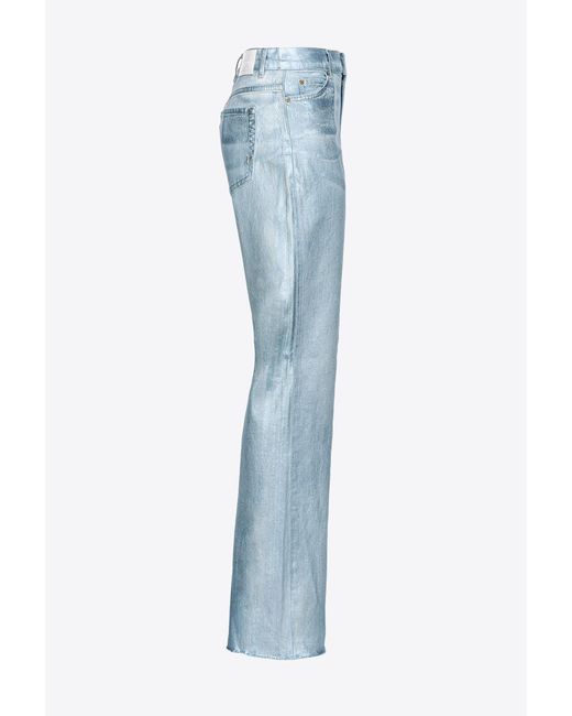 Pinko Blue Straight-leg Shiny Denim Jeans