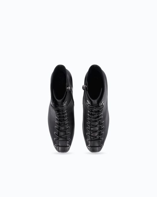 Pinko White Lace-Up Leather Ankle Boots With Heel