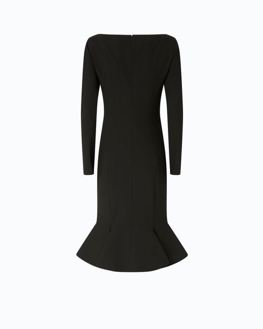 Pinko Black Slim-Fit Midi Dress With Sweetheart Neckline And Ruffles