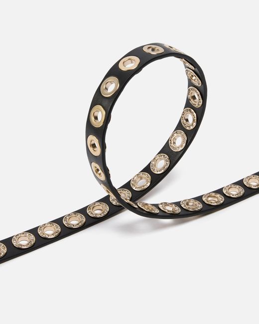 Pinko White Leather Belt With Jewel Eyelets, 2Cm