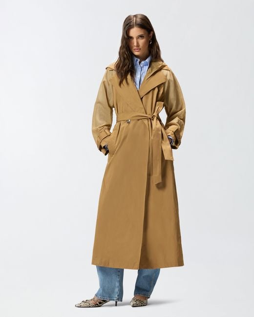 Pinko Natural Trench Coat With Sheer Inserts