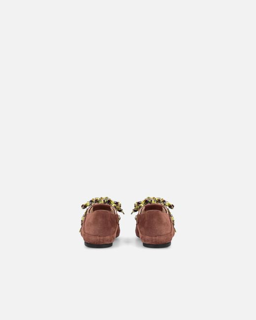 Pinko White Suede Moccasins With Multicoloured Laces