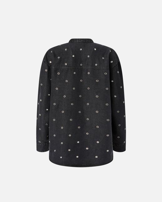Pinko Black Dark Denim Blouse With Eyelets