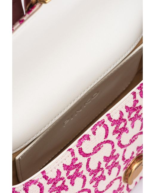 Pinko Pink Mini Love Bag With Shoulder Strap And Jacquard Logo