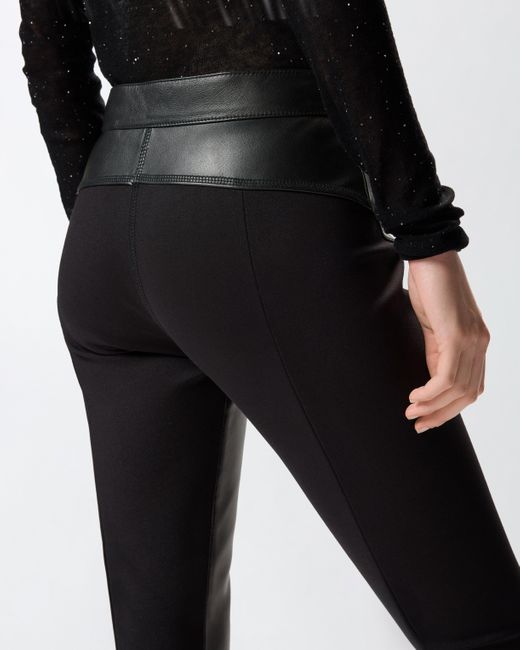 Pinko Black Leather And Stretch Fabric Trousers