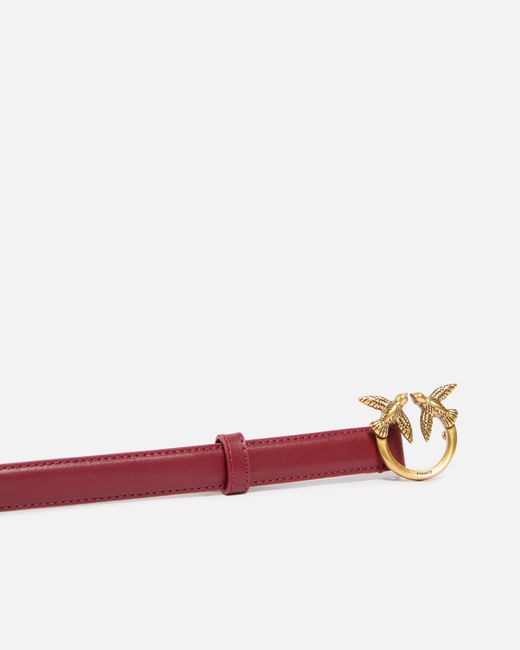 Pinko White Love Birds Thin Leather Belt 2Cm