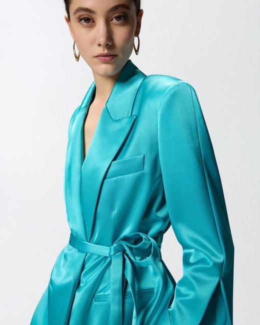 Pinko Blue Satin Jacket With Belt