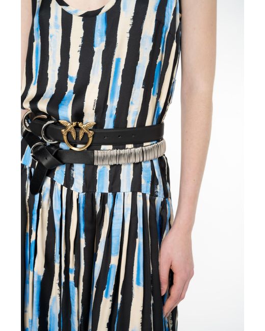 Pinko Blue Long Dress With Painted-stripe Print