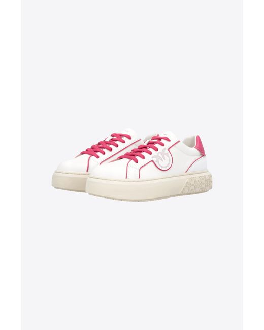 Pinko Leather Sneakers With Contrasting Details in Pink | Lyst