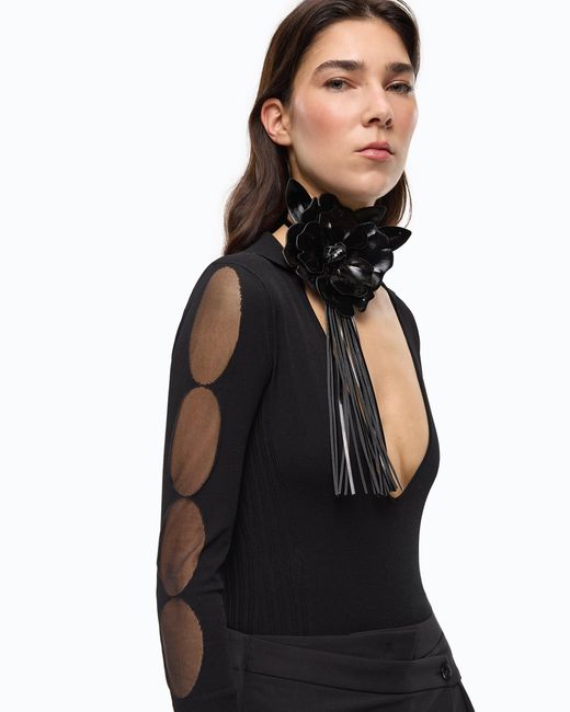 Pinko Black Bodysuit With Sheer Details