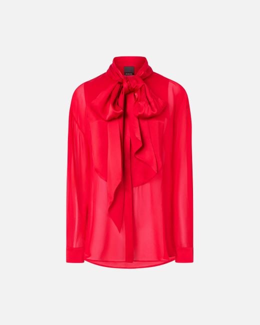 Camicia Elegante Trasparente Con Inserto di Pinko in Red