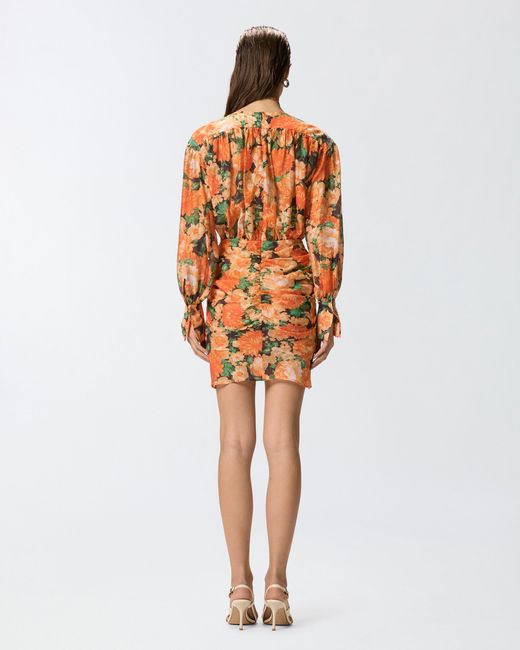 Pinko Orange Botanic Garden Floral-Print Mini Dress