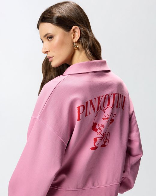 Pinko Pink Sweatshirt With Heart And Tini Print
