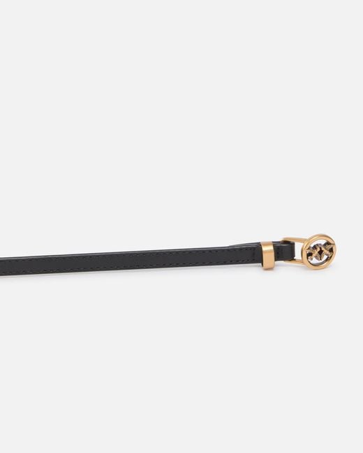 Pinko White Double-Wrap Leather Belt With Studs And Branded Rings, 1 Cm