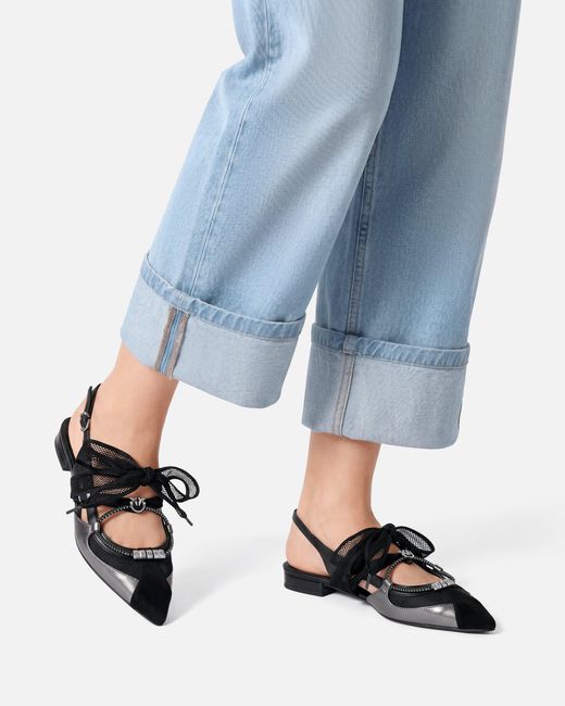 Pinko White Slingback Ballerinas With Ties