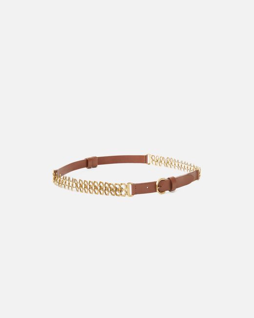 Pinko White Belt With Chain Insert, 2 Cm