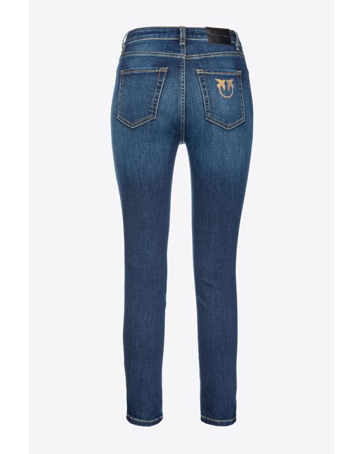 Jeans skinny denim stretch con ricamo sul retro di Pinko in Blue
