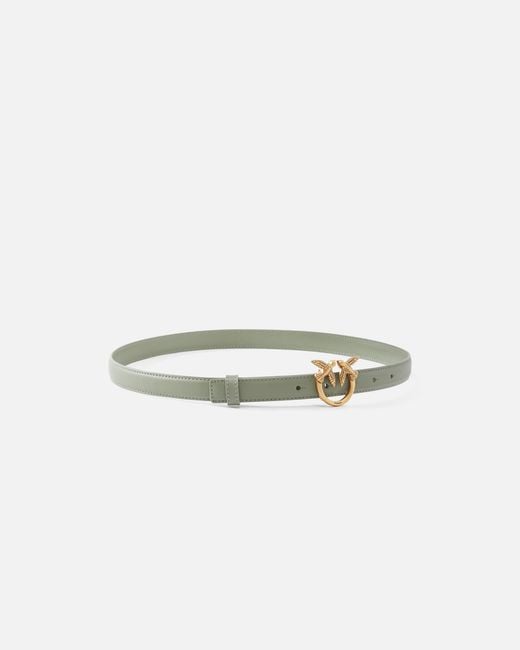 Pinko White Love Birds Thin Leather Belt 2Cm