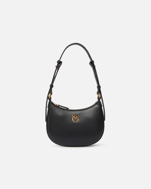Pinko White Half Moon Baby Leather Shoulder Bag