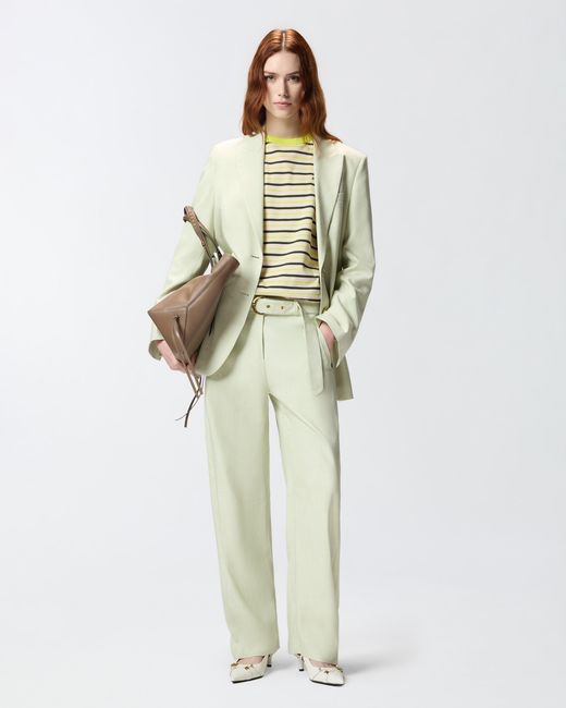 Pinko Green Striped Top With Embroidery