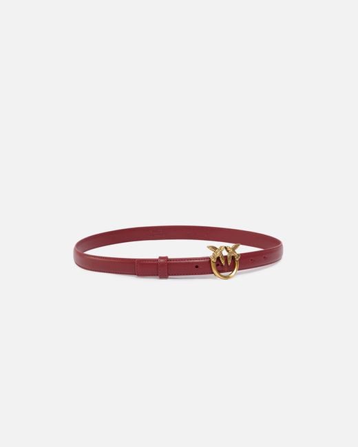 Pinko White Love Birds Thin Leather Belt 2Cm