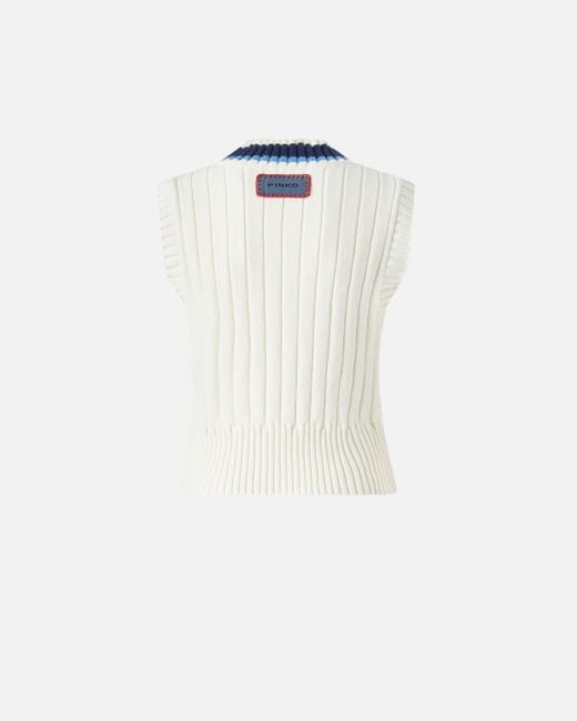 Pinko Blue Varsity-style Knit Vest With Embroidery