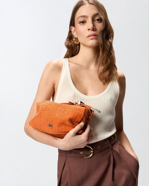 Pinko Orange Medium Crossbody Bowler Bag
