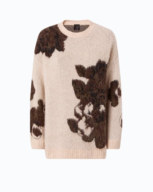 Pinko Natural Wool- And Alpaca-Blend Sweater With Floral Motif