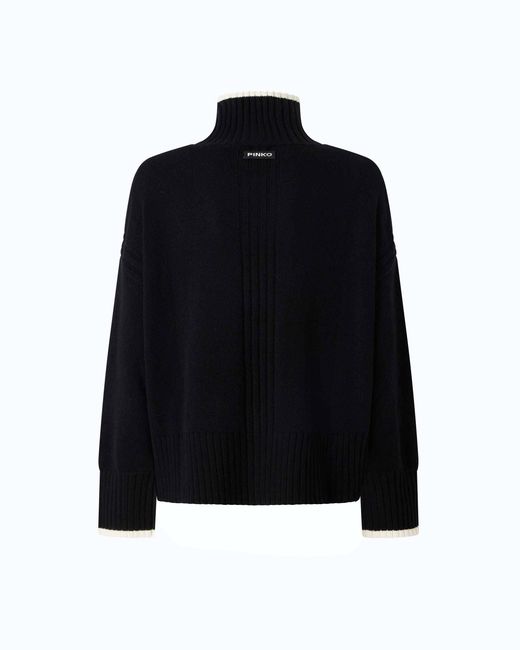 Pinko Black Wool And Cashmere Turtleneck Sweater