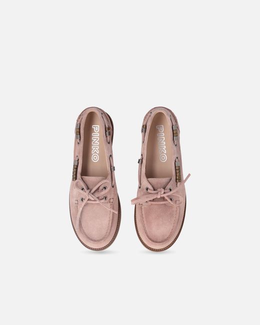 Pinko White Suede Moccasins With Jewel Details