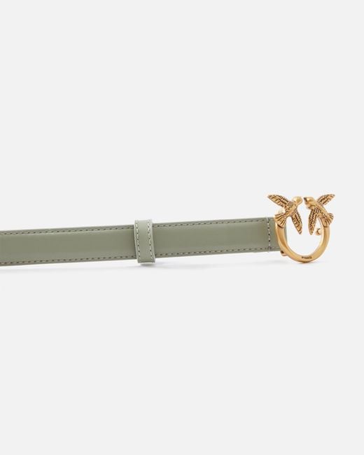 Pinko White Love Birds Thin Leather Belt 2Cm