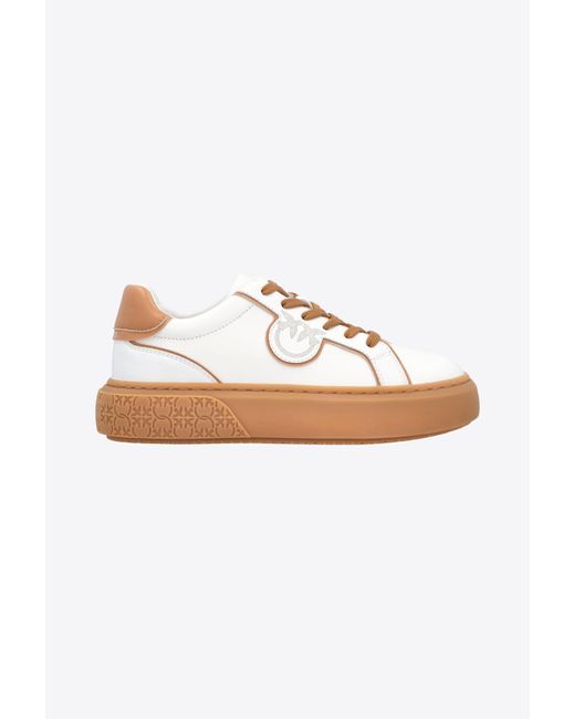 Pinko White Leather Sneakers With Contrasting Details