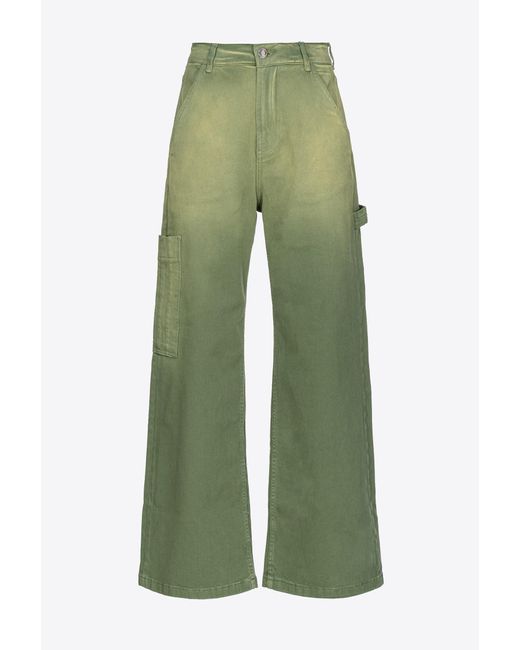 Pinko Green Dégradé Gabardine Cargo Trousers