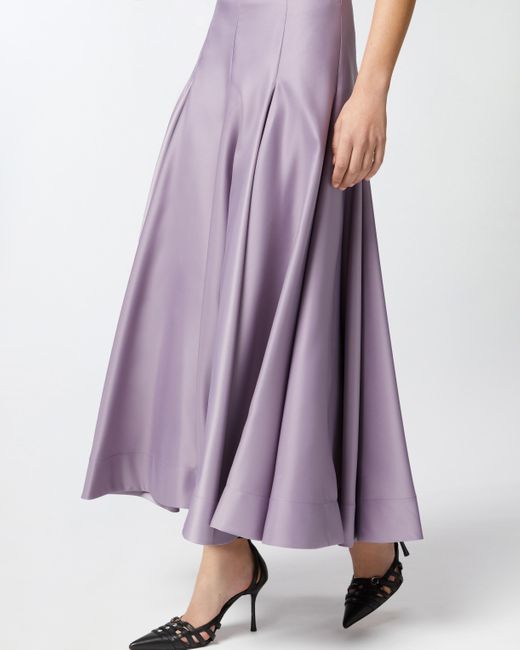 Pinko Purple Elegant Pleated Skirt In Glossy Duchesse