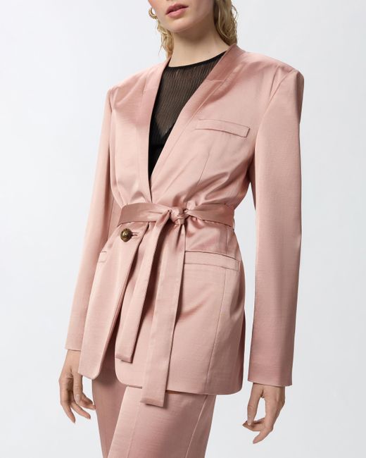 Pinko Pink Special-occasion Satin Blazer With Belt