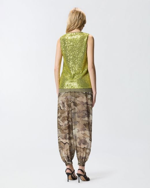 Pinko Green Fully Sequinned Vest Top