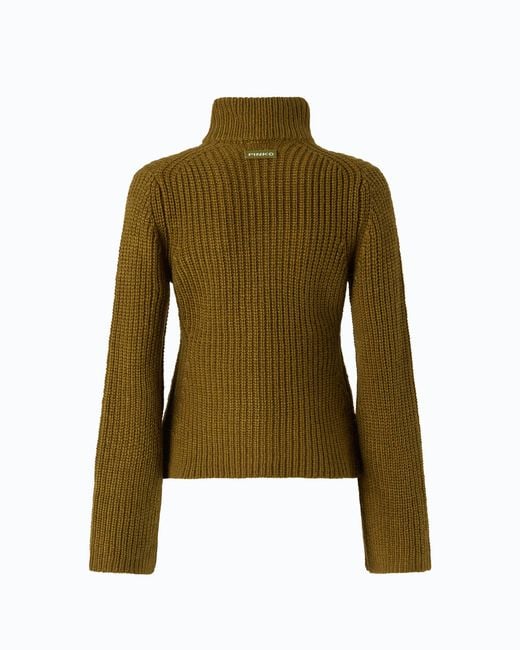 Pinko Green Ribbed Cardigan With Pockets