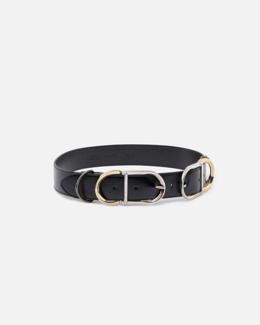 Pinko White Shiny Leather Belt With Metal Loops, 4 Cm