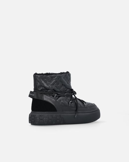 Pinko White Quilted Boots With Love Birds Logo