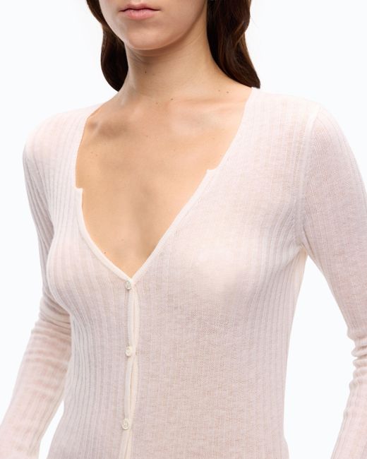 Pinko Pink Ribbed Cardigan With Buttons