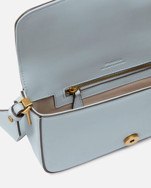 Pinko Blue Soft Leather Shoulder Bag Mini Love Bag