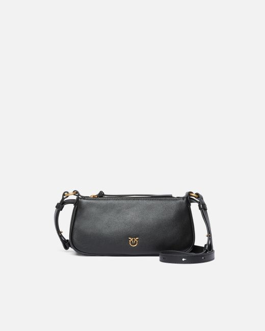 Pinko White Leather Mini Half Moon Baguette Crossbody Bag